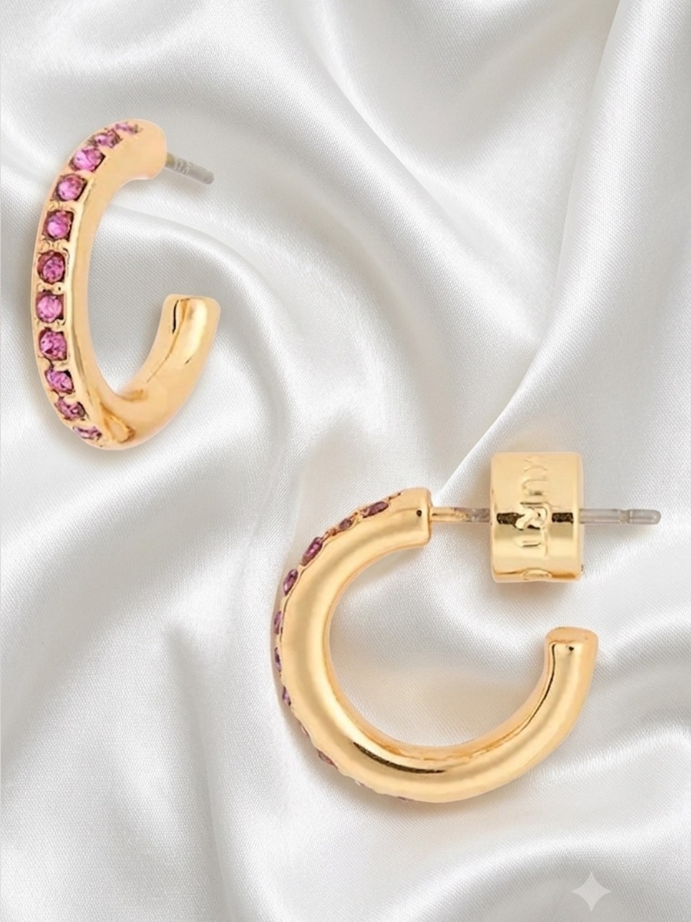 NIB Kurt Geiger London Pavé Crystal Mini Huggie Hoop Earrings